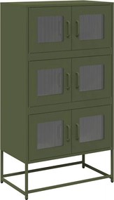 vidaXL Highboard olívazöld 68x39x123 cm Acél