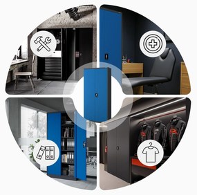 Fém iratszekrény JAN H, 900 x 1950 x 400 mm, antracit-kék