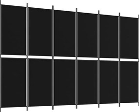 vidaXL 6 paneles fekete szövet térelválasztó 300x200 cm