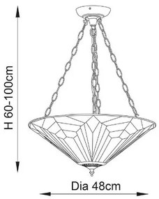 Endon 63936 - Tiffany ASTORIA láncos csillár 3xE27/60W/230V átm. 48 cm