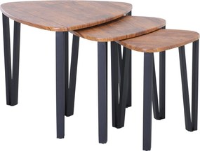 HOMCOM 3 darabos Kávézóasztal Minimalista Acél Lábakkal és Műanyag Borítással - Fésülhető Asztal Nappali Kanapéhoz 56x54,2x45,4cm | Aosom