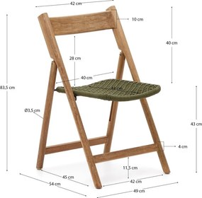 Zöld-natúr színű tömörfa kerti szék Dandara – Kave Home