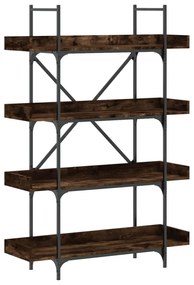 4 szintes füstös tölgy szerelt fa könyvespolc 100x33x145,5 cm
