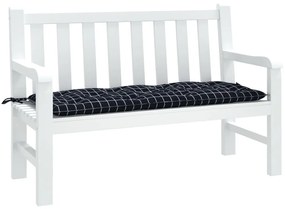 fekete kockás szövet kerti padpárna 120 x 50 x 7 cm