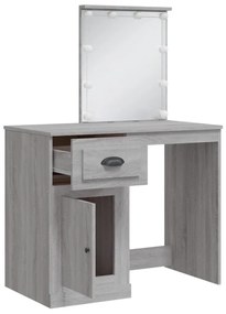 szürke sonoma fésülködőasztal LED-lámpákkal 90x42x132,5 cm