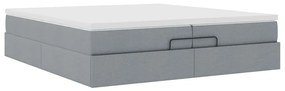 Ottomán ágykeret matracokkal Világosszürke 200x200cm szövet