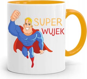 Sárga Bögre Ajándék Szuper Bácsi Nyomtatott Fotóval