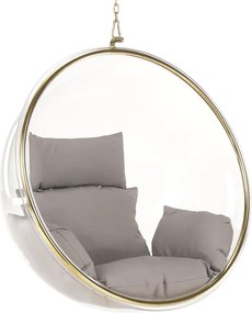 Függő fotel, átlátszó/arany/szürke, BUBBLE NEW TYP 1