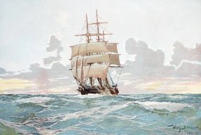 Illusztráció Sailing ship at the Cape of Good Hope, clu