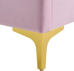 Ágy ágyráccsal, 140x200, rózsaszín Velvet szövet, ISADORA