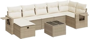 vidaXL 8 részes bézs polyrattan kerti ülőgarnitúra párnával