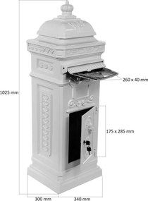STILISTA  Antik postaláda 102,5 x 34 x 30 cm fehér
