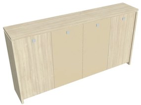 Verno közepes gardrób 248 x 46 x 130 cm, kombinált ajtó, akác / vanília