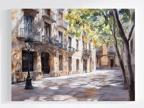 Poszter Mediterrán Utca Akvarell Tájkép 80x60