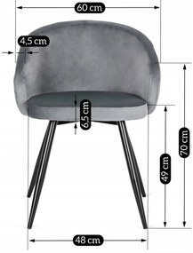 Étkezőgarnitúra 4 db. Székkel. Bővíthető asztal HARRY 102-142 cm + 4 db. Szürke bársony étkezőszék. ADELE