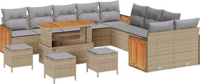 vidaXL Kerti Kanapé Szett 18 pcs Beige és Világosszürke polirattan