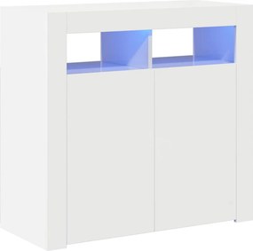 vidaXL magasfényű fehér tálalószekrény LED-lámpákkal 80 x 35 x 75 cm