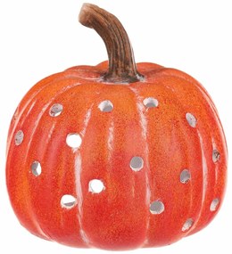 Tök gyertyatartó, lyukas, narancssárga, kerámia, átmérő: 14 cm