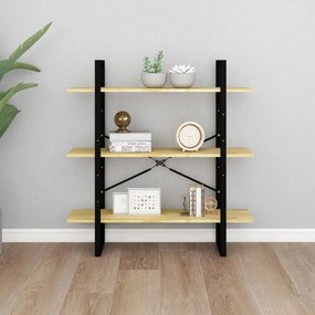 háromszintes tömör fenyőfa könyvszekrény 100 x 30 x 105 cm