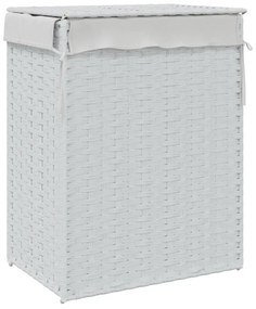 fehér polyrattan szennyeskosár fedéllel 46x33x60 cm