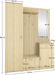 előszoba, tölgy sonoma, AMALIA