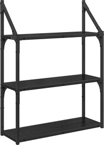 vidaXL Falpolc polcokkal Fekete tölgy 60 x 21 x 78,5 cm Faanyag