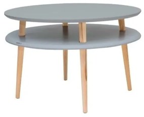 UFO sötétszürke dohányzóasztal natúr lábakkal, ⌀ 70 cm - Ragaba