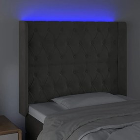 sötétszürke bársony LED-es fejtámla 103x16x118/128 cm
