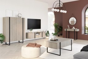 Verica magas komód 120 cm kétszárnyú - biszkvit tölgy / fekete lábak