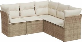 vidaXL 5 részes bézs polyrattan kerti ülőgarnitúra párnákkal