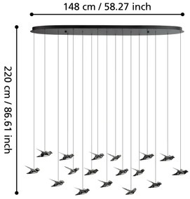 Eglo 390353 - LED Dimmelhető csillár zsinóron PARATEBUENO 17xLED/3W/230V fekete