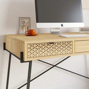 Íróasztal tölgyfa dekorral 60x110 cm Ecrin – Marckeric