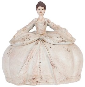 Antikolt vintage ékszertartó doboz estélyi ruhás hölgy
