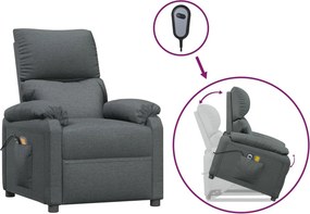 vidaXL sötétszürke szövet felállást segítő masszázsfotel