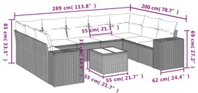 10 részes bézs polyrattan kerti ülőgarnitúra párnával