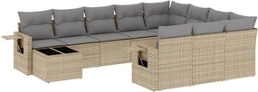 vidaXL 11 részes bézs polyrattan kerti ülőgarnitúra párnákkal