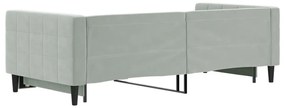 világosszürke kihúzható bársony heverő 90 x 200 cm