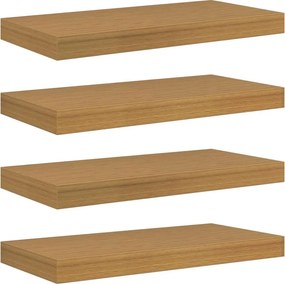 vidaXL Falpolc Falra szerelhető 4 pcs Bézs 50 x 23,5 x 4 cm Faanyag