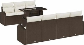 vidaXL Kerti Kanapé Szett párnával 8 pcs Barna Poli rattan