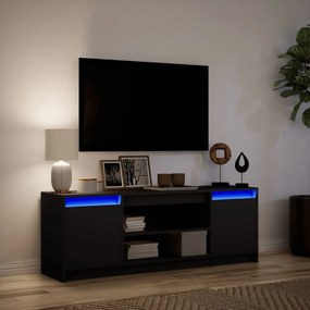 fekete szerelt fa TV-szekrény LED-ekkel 139,5 x 34 x 50 cm