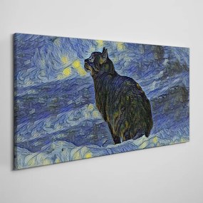 Vászonkép Absztrakció macska éjszakai csillag