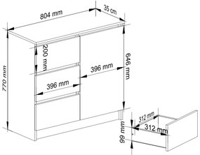 Komód Komeito (beton + fehér). 1117218