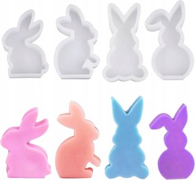 Xqmmgo Szilikon öntőforma 3D nyuszi alakú gyertyákhoz