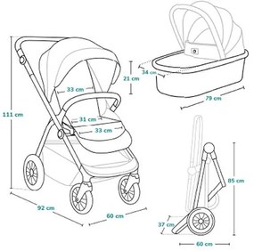 Lionelo - Kombinált babakocsi 3 az 1-ben BIANKA Fekete ónix