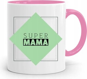 Rózsaszín Bögre Ajándék Anyukáknak Szuper Anya Ajándék fényképes nyomtatással