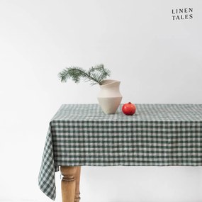 Len asztalterítő 140x200 cm Forest Green Gingham – Linen Tales