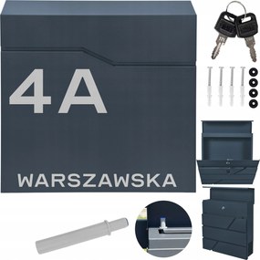 Postaláda Posta Újság Antracit Minta Cím Utca Szám