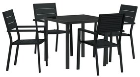 5 Darabos Kerti Étkező Szett Fekete HDPE