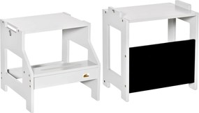 HOMCOM 2 az 1-ben Tanulótornyú Tanulószék 3 éves kortól Gyerekeknek, Asztallá Átalakítható, Krétatáblával és Biztonsági Korláttal 42x44x86 cm Szürke |