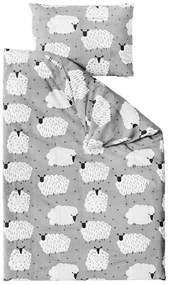 Krepp ágynemű WHITE SHEEPS szürke Ágyneműhuzat mérete: 70 x 90 cm | 140 x 200 cm
